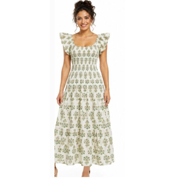 Tracy Evans Dresses & Skirts - Tracy Evans NWT Floral Smocked Maxi Dress Cotton Flutter Sleeve Medium